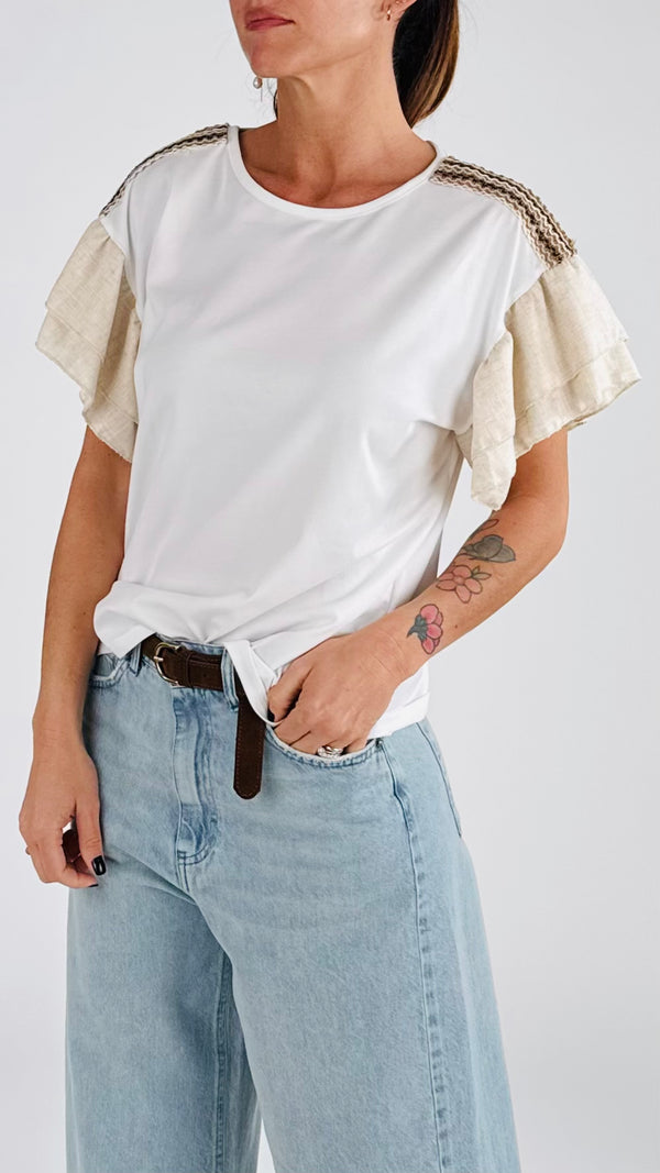 T-shirt manica aletta lino H.