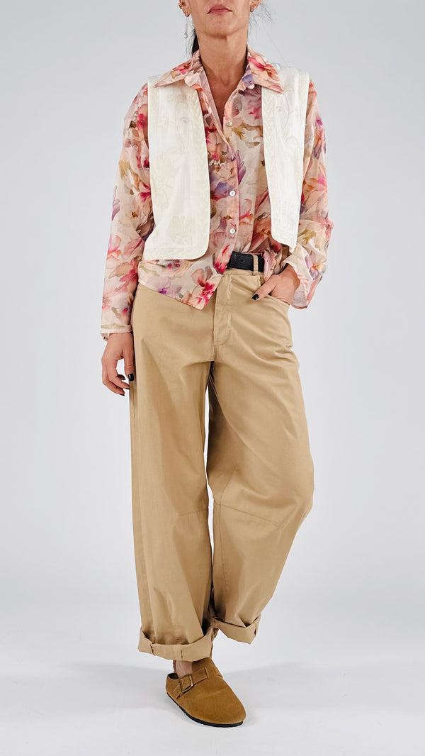 Gilet cotone fiammato ricamato H.