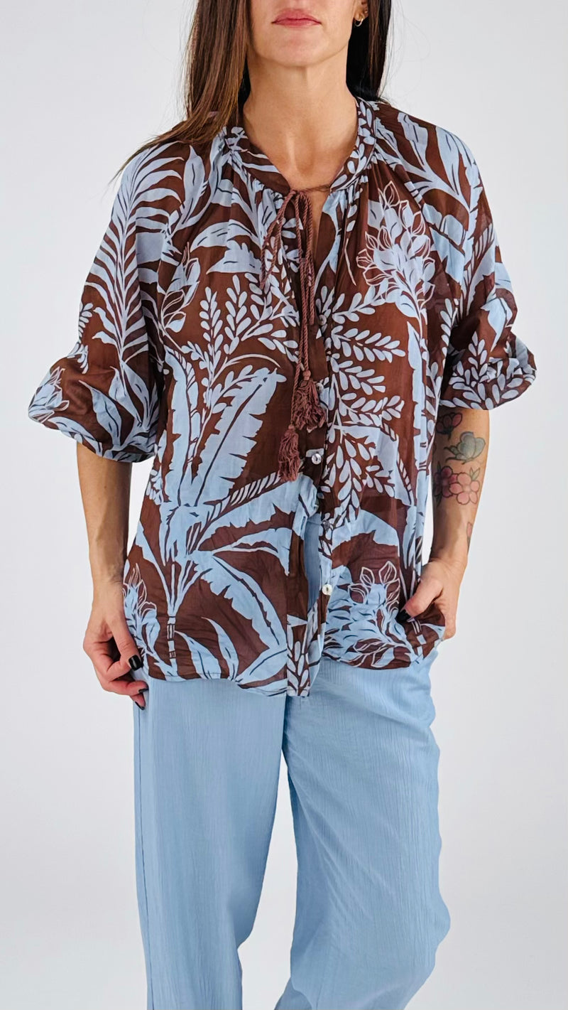 Camicia ramage azzurro T.