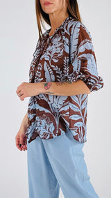 Camicia ramage azzurro T.