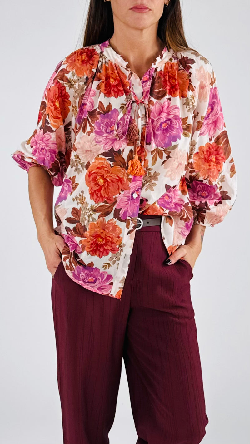 Camicia mussola camelie T.