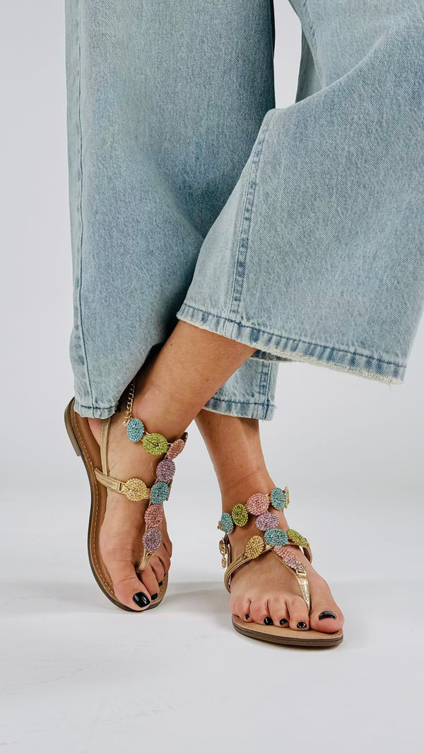 Sandalo infradito cerchi strass