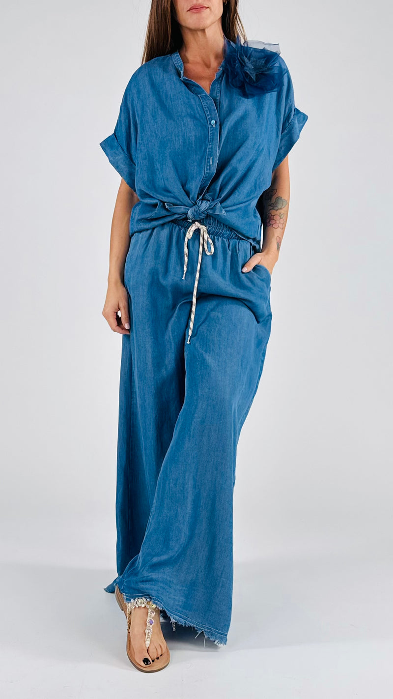 Camicia over spilla chambray T.