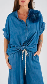 Camicia over spilla chambray T.