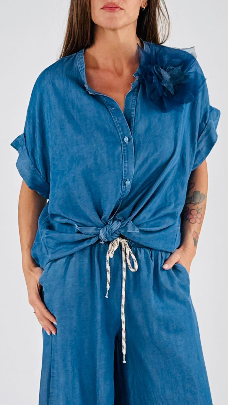 Camicia over spilla chambray T.