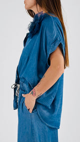 Camicia over spilla chambray T.