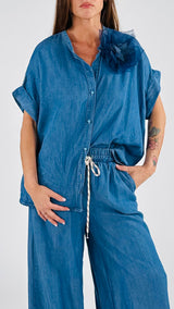 Camicia over spilla chambray T.