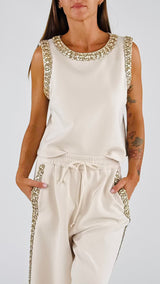 Top felpa strass T.