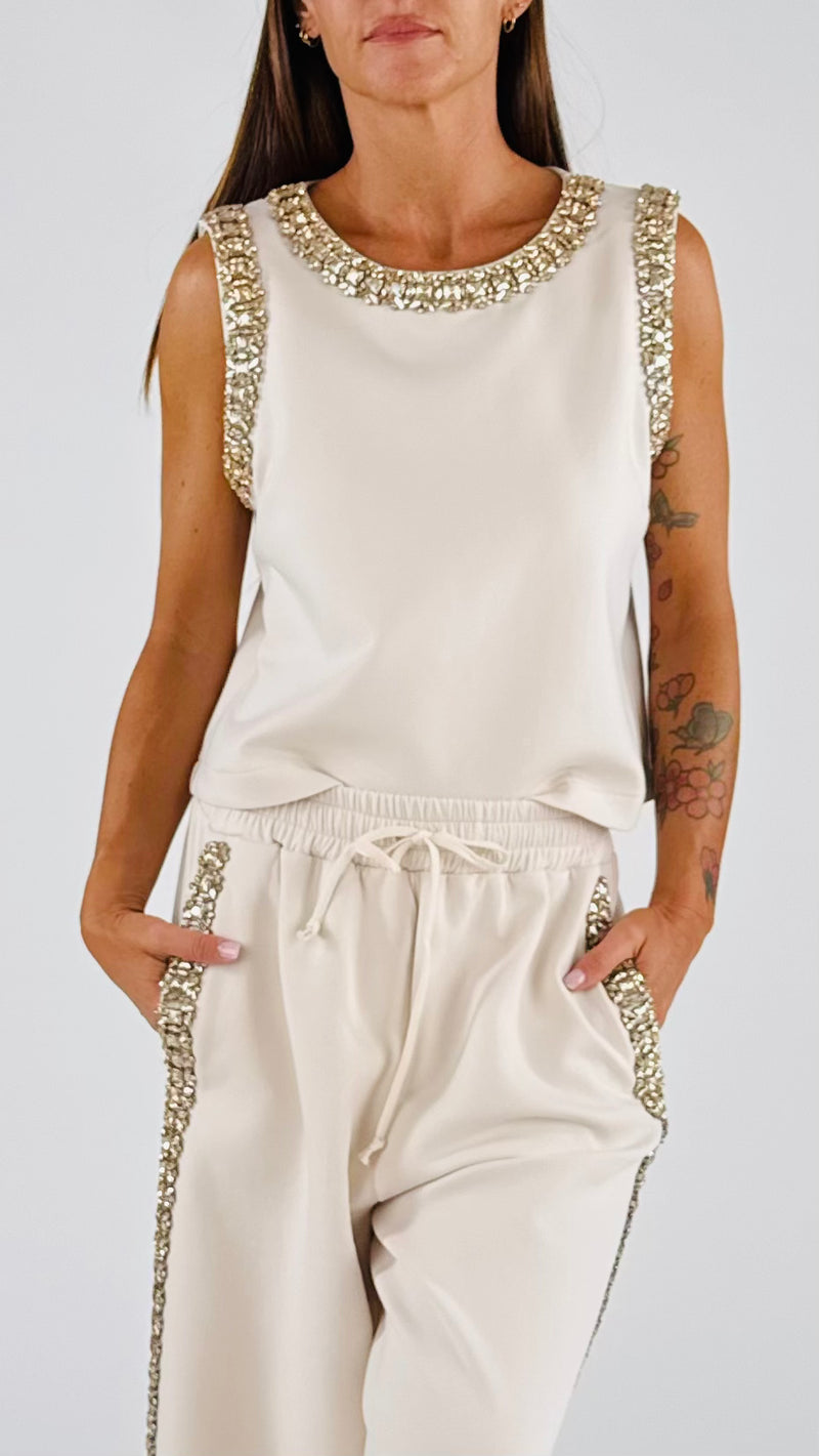 Top felpa strass T.