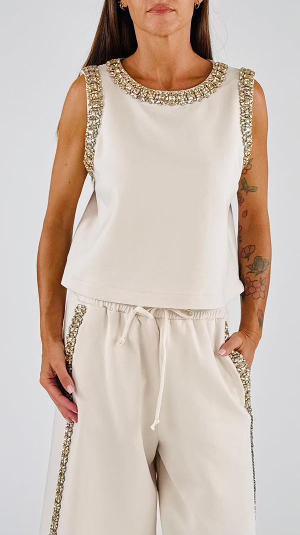Top felpa strass T.