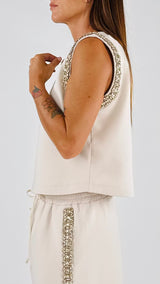 Top felpa strass T.