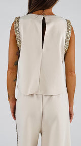 Top felpa strass T.