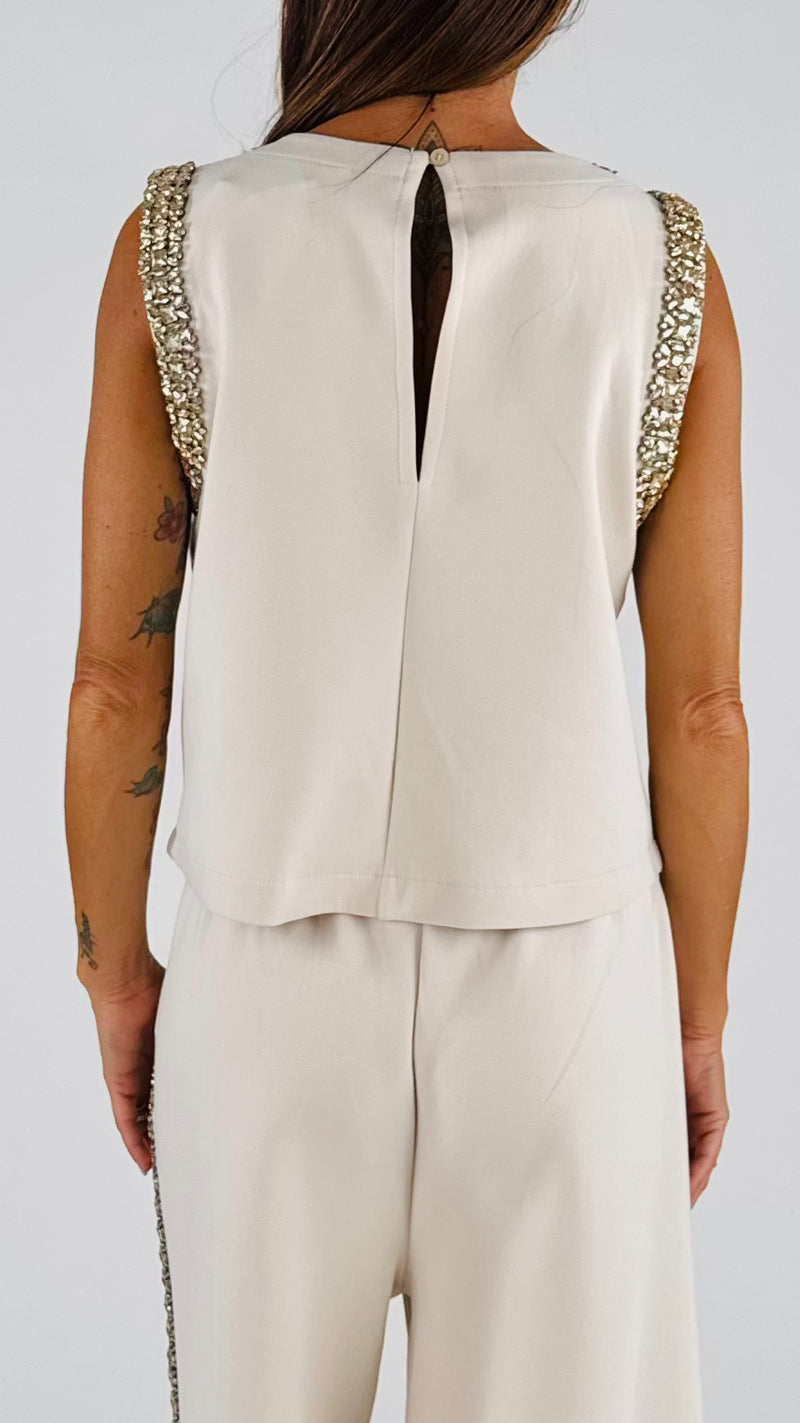 Top felpa strass T.