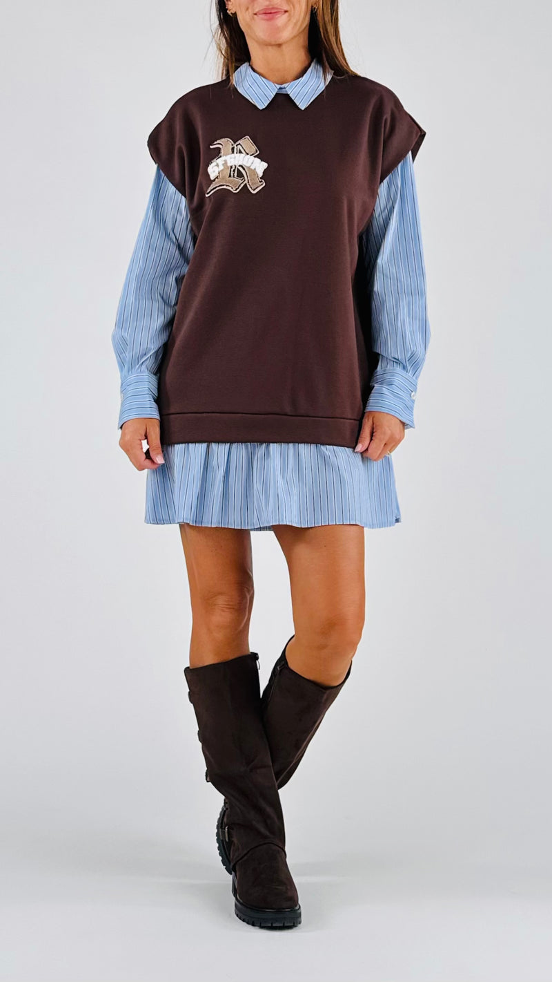 Abito felpa+popeline oxford Vic.