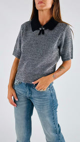Polo melange spilla strass H.