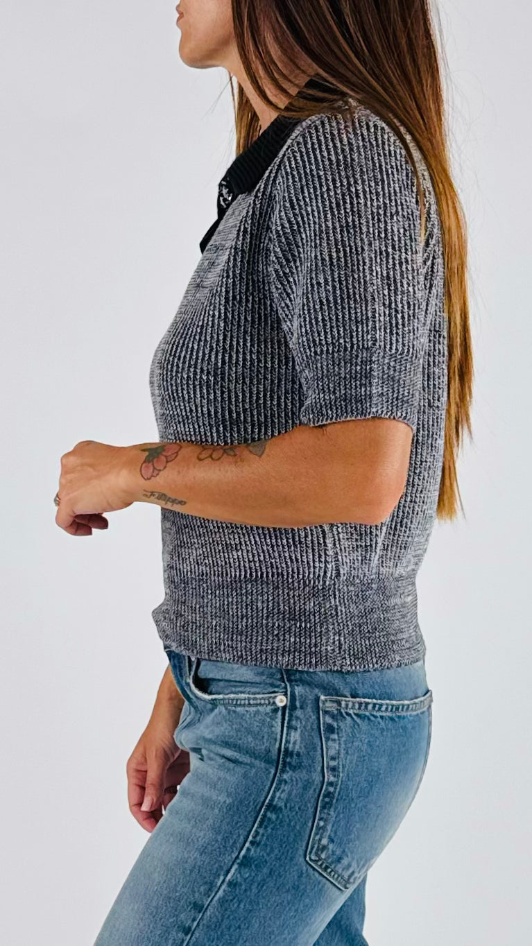 Polo melange spilla strass H.
