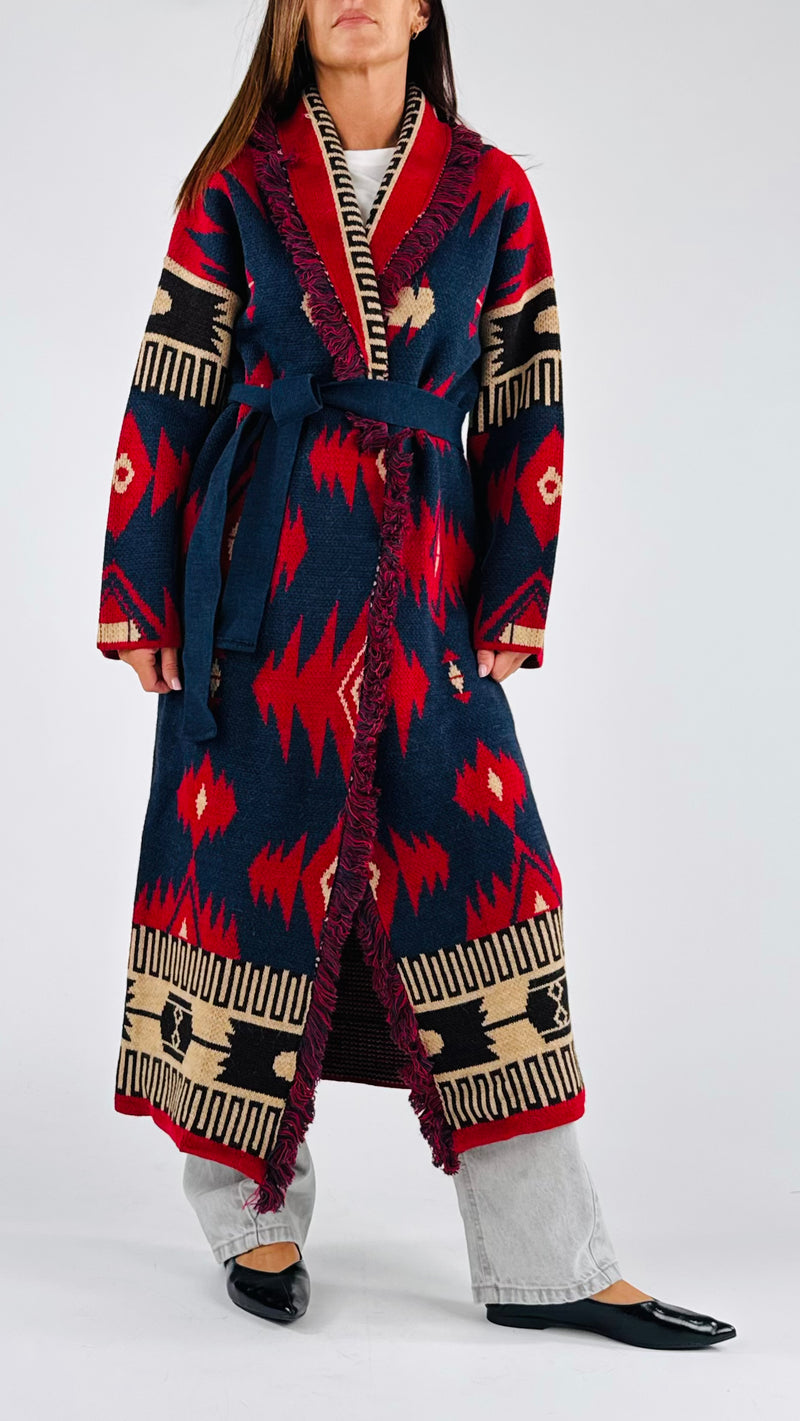 Cappotto jacquard azteco Vic.