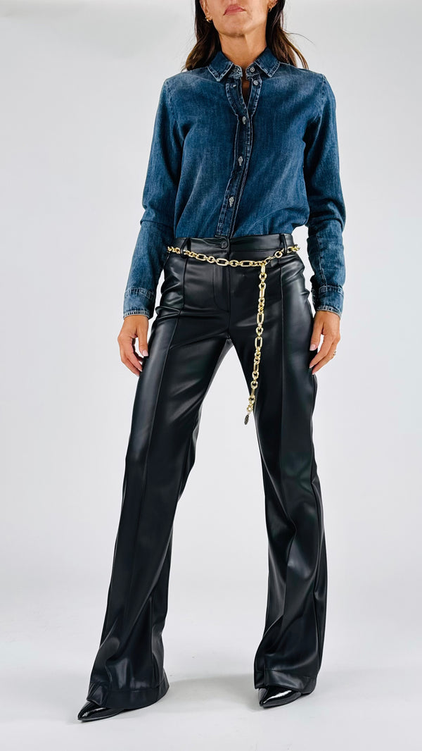 Pantalone ecopelle catena T.