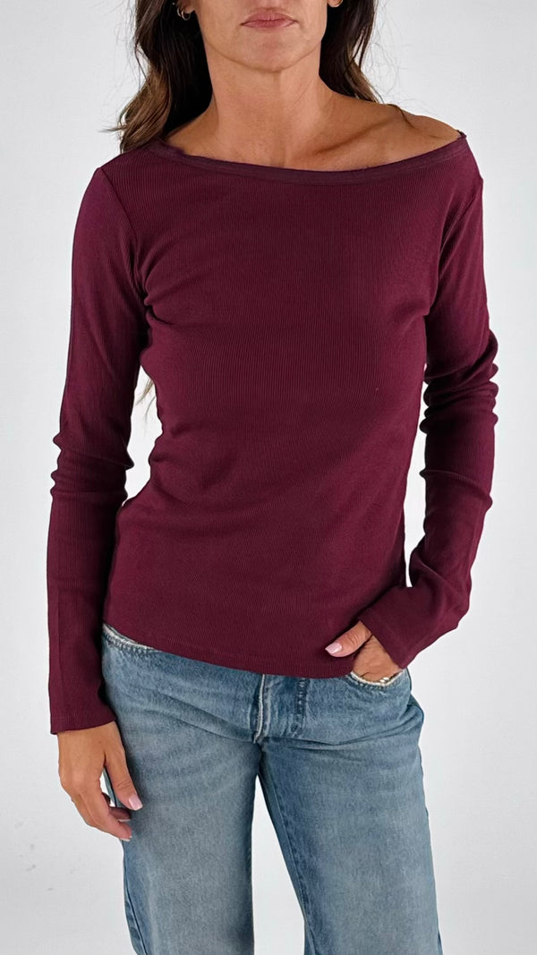 Maglia barchetta costina T.