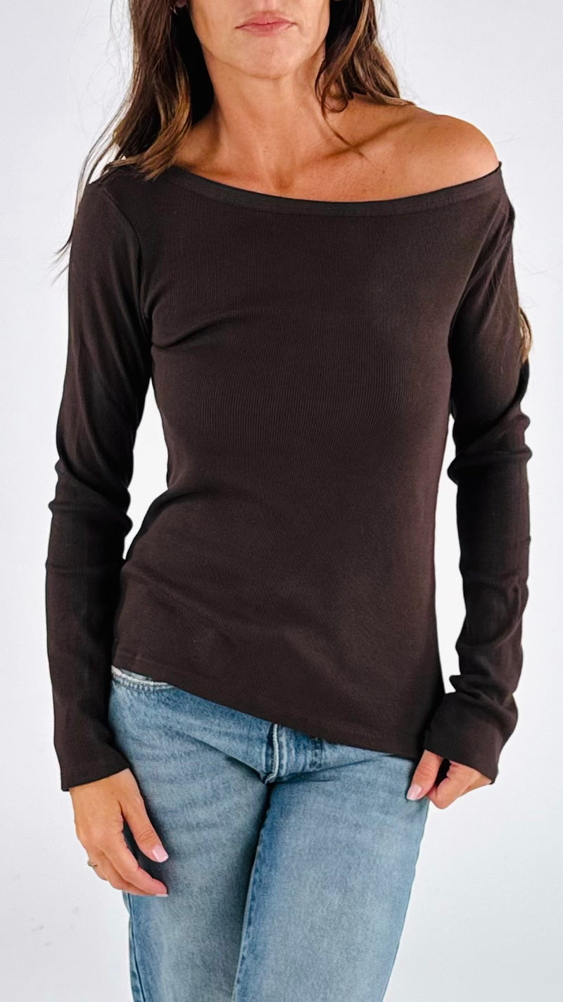 Maglia barchetta costina T.
