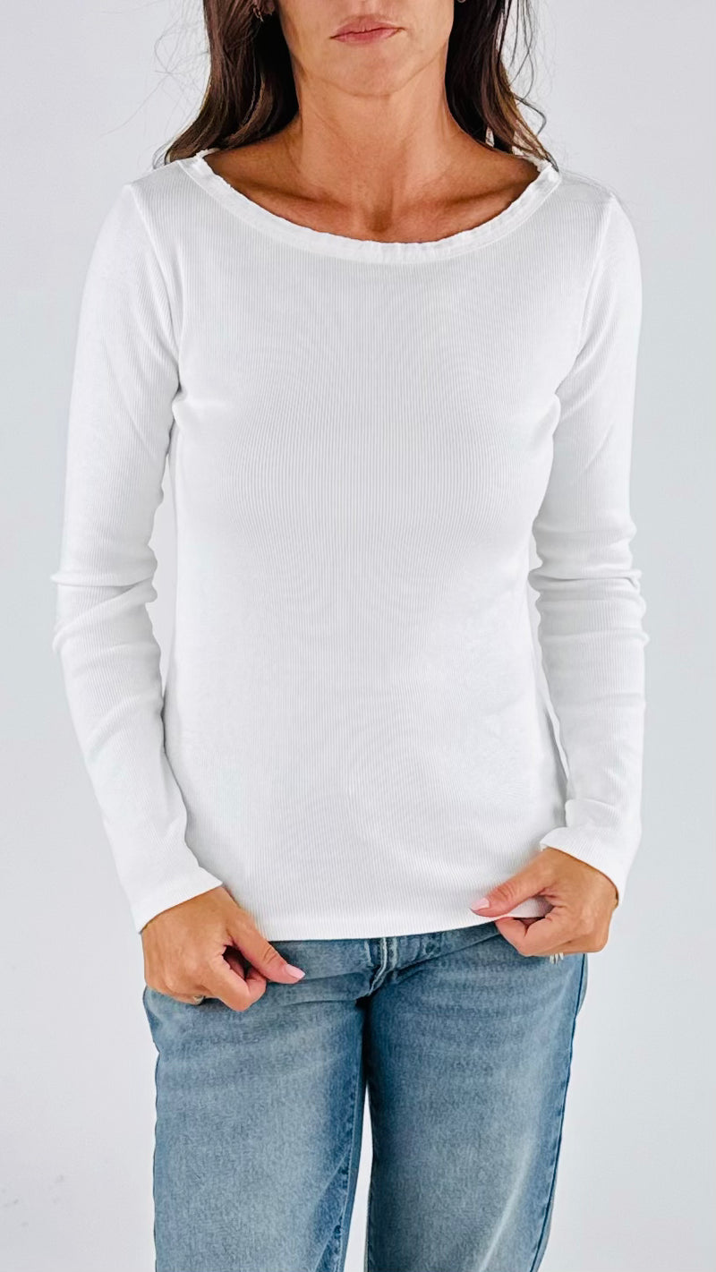 Maglia barchetta costina T.
