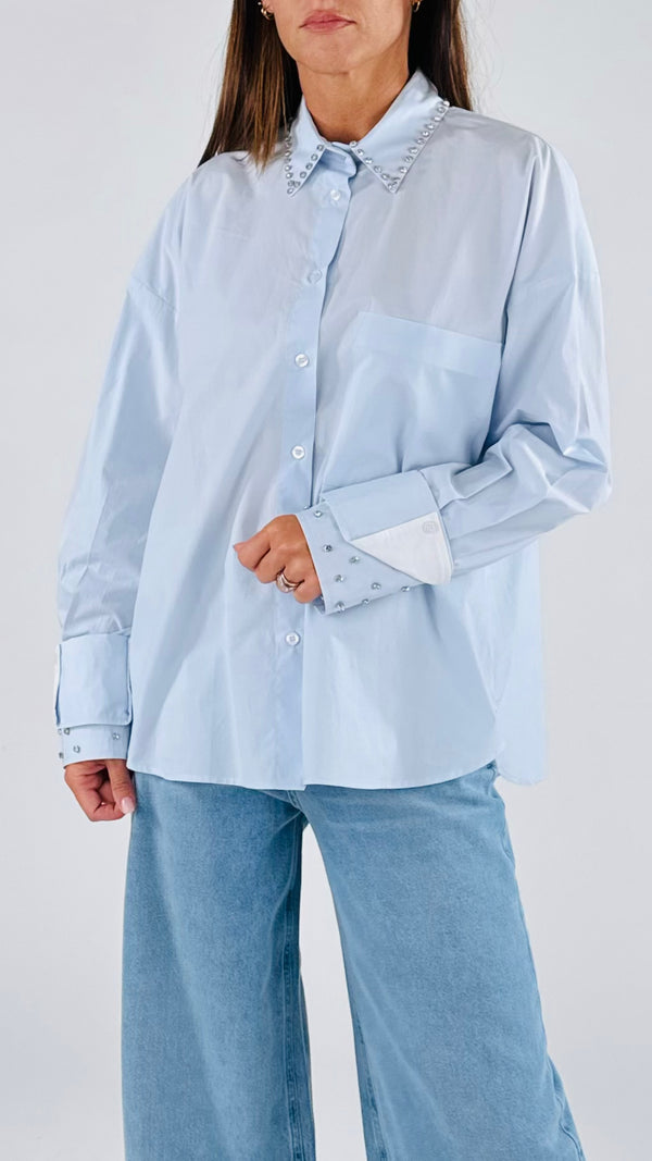Camicia over popeline strass Vic.