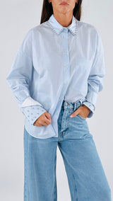 Camicia over popeline strass Vic.