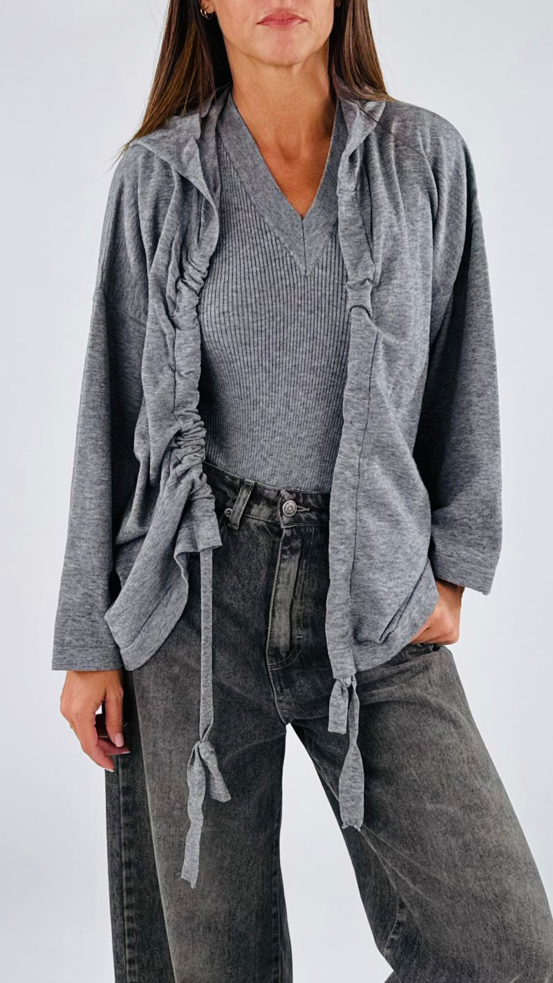 Cardigan coulisse cappuccio Vic.