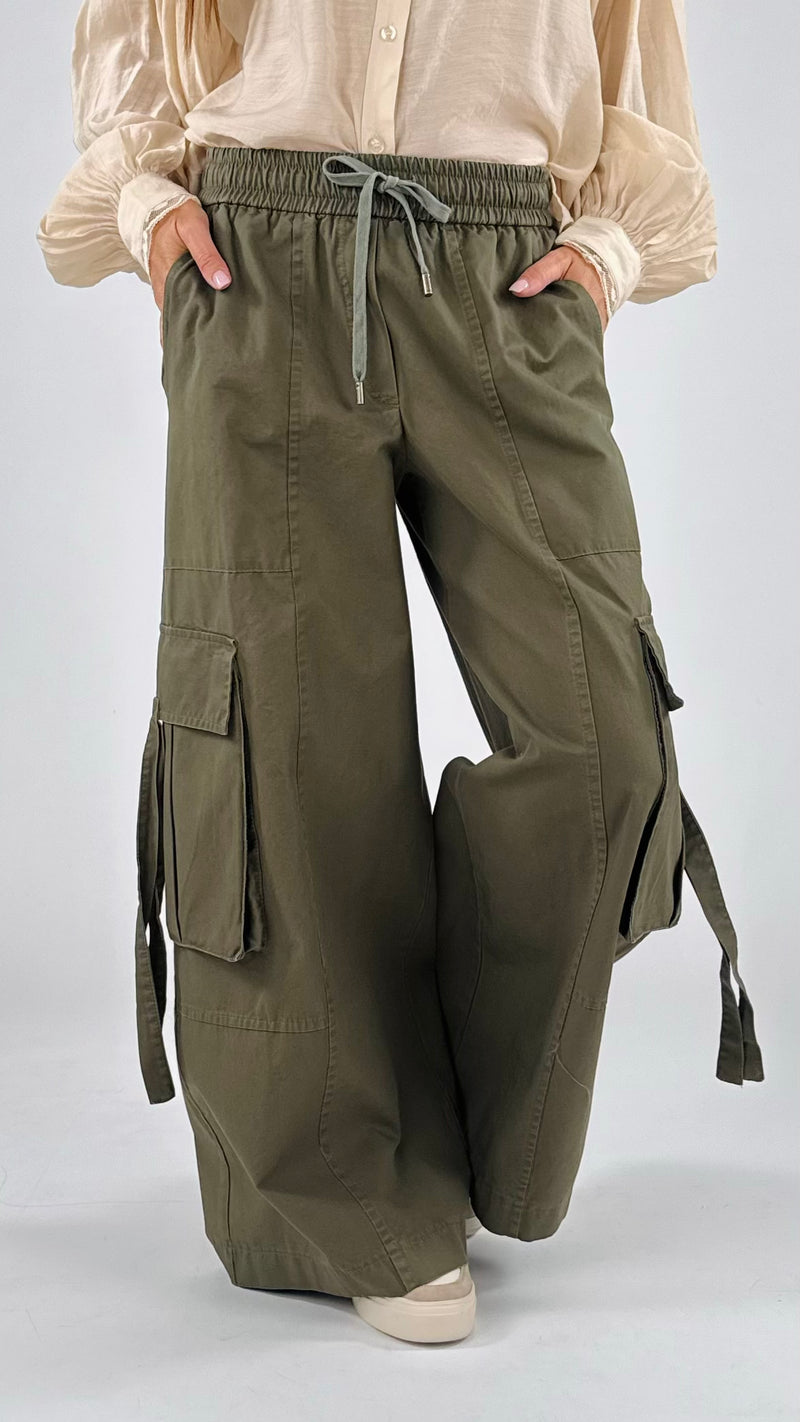 Pantalone drill palazzo cargo T.