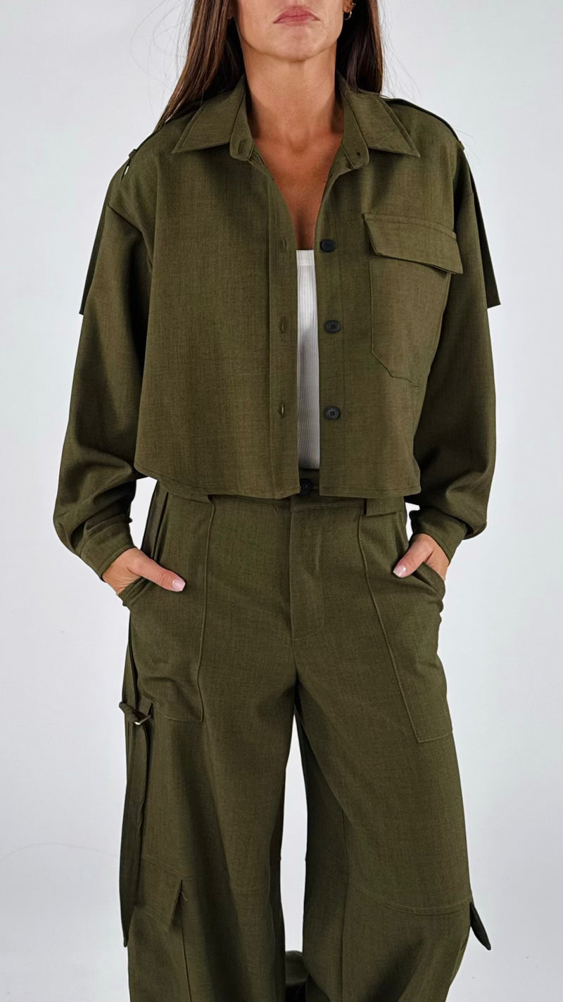 Camicia crop vigogna T.
