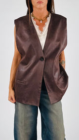 Gilet ecopelle marmorizzato T.