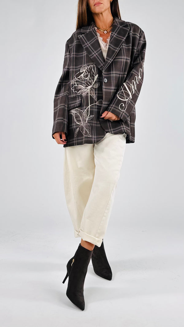 Giacca madras ricamo H.