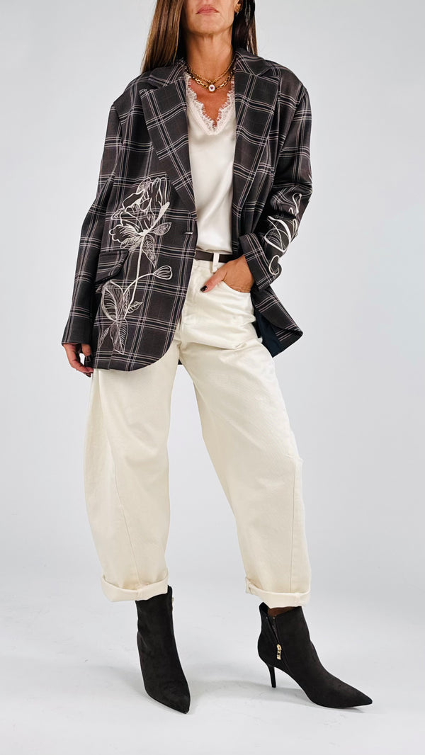 Giacca madras ricamo H.