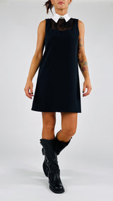 Abito scollo pizzo+colletto T.