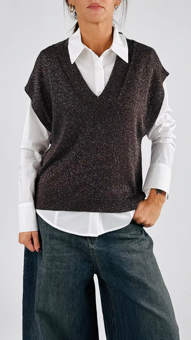 Gilet over lurex Twin