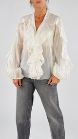 Camicia organza jabot H.