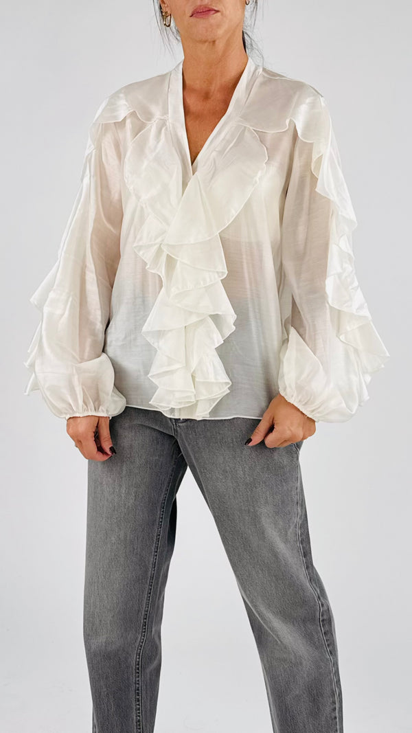 Camicia organza jabot H.