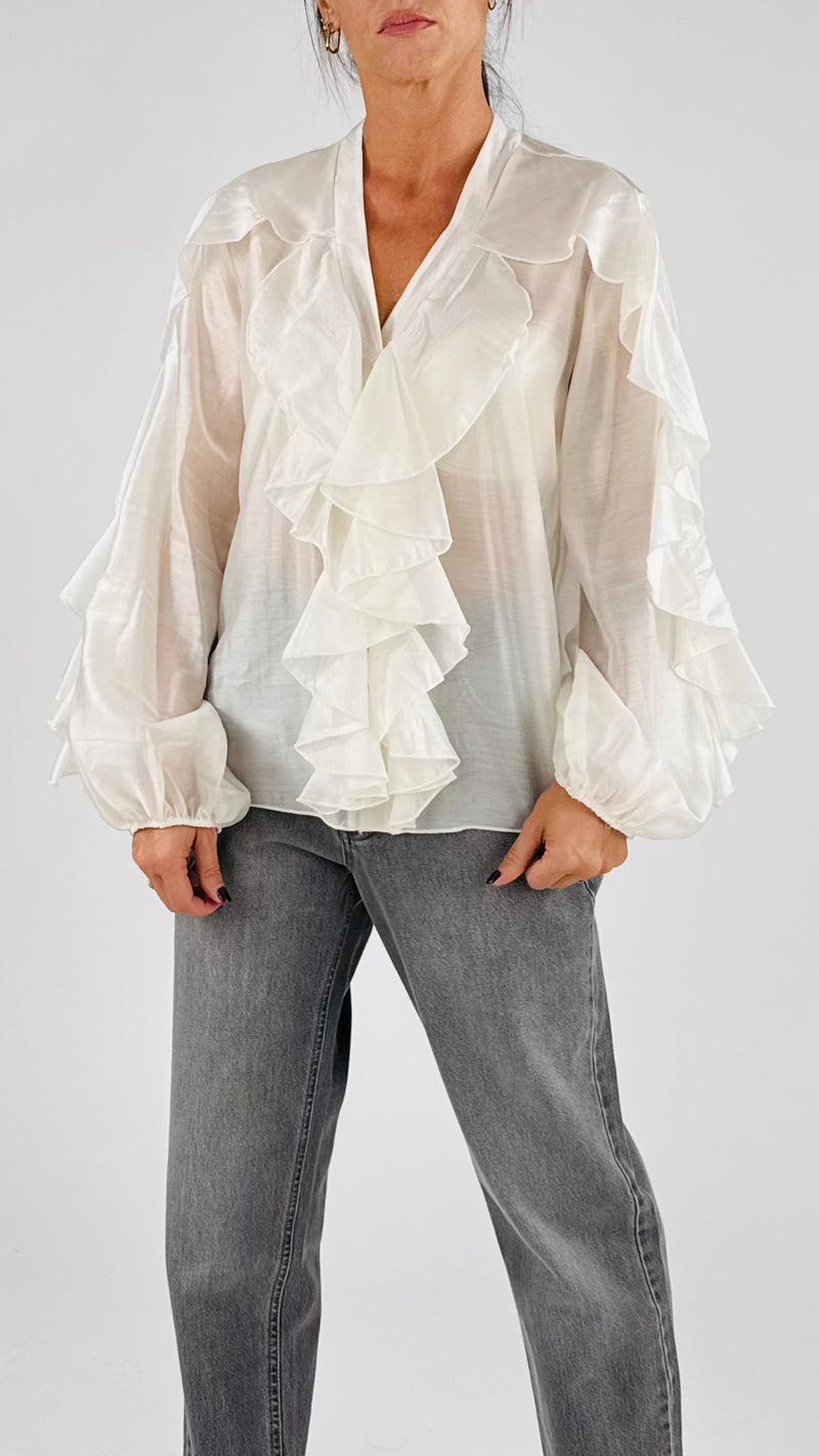Camicia organza jabot H.
