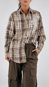 Camicia check ricamo strass H.