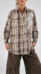 Camicia check ricamo strass H.