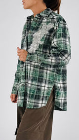 Camicia check ricamo strass H.
