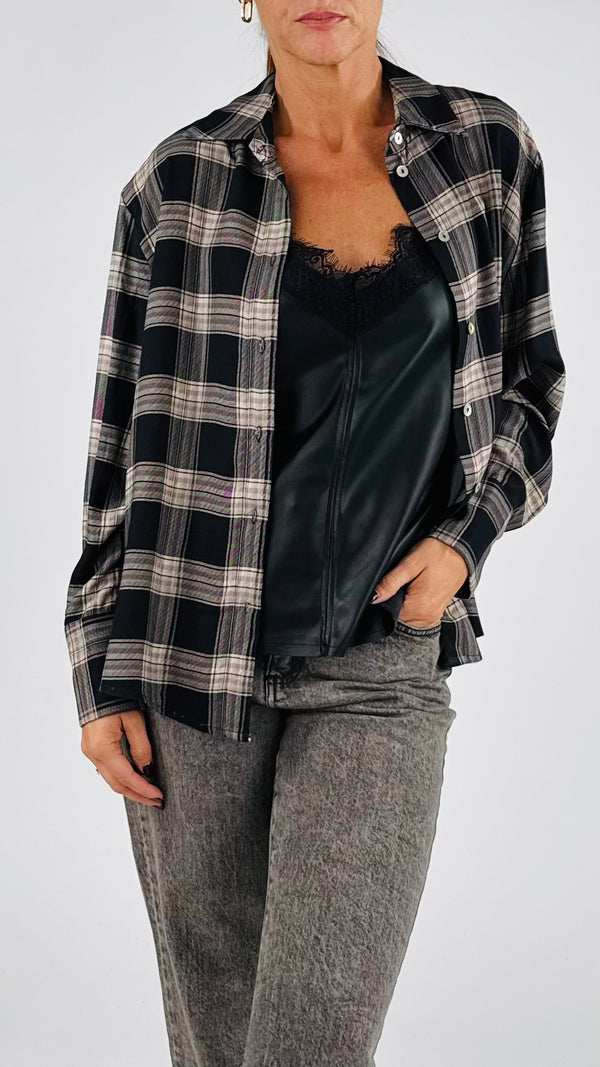 Camicia check viscosa fluida H.
