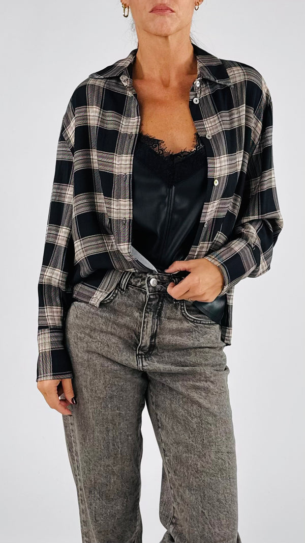 Camicia check viscosa fluida H.
