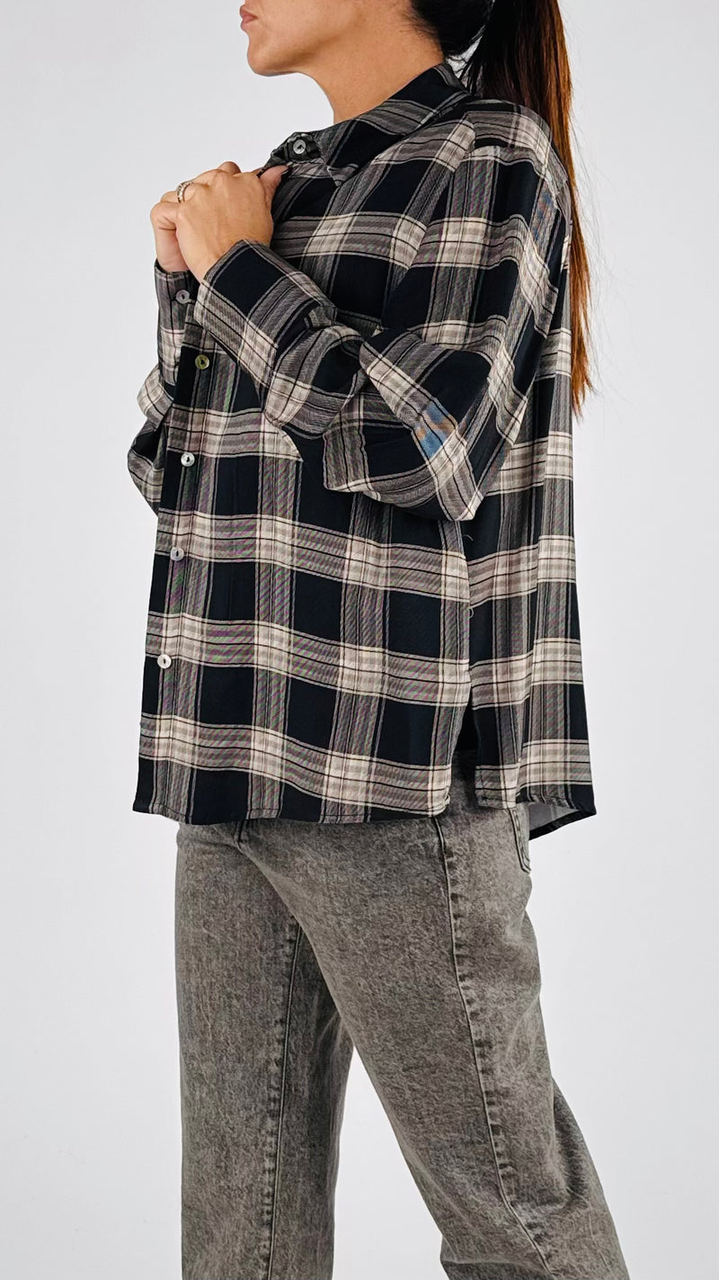 Camicia check viscosa fluida H.