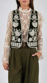 Gilet ciniglia ricami e perline H.