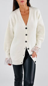 Cardigan costa inglese polso pizzo Vic.