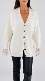 Cardigan costa inglese polso pizzo Vic.