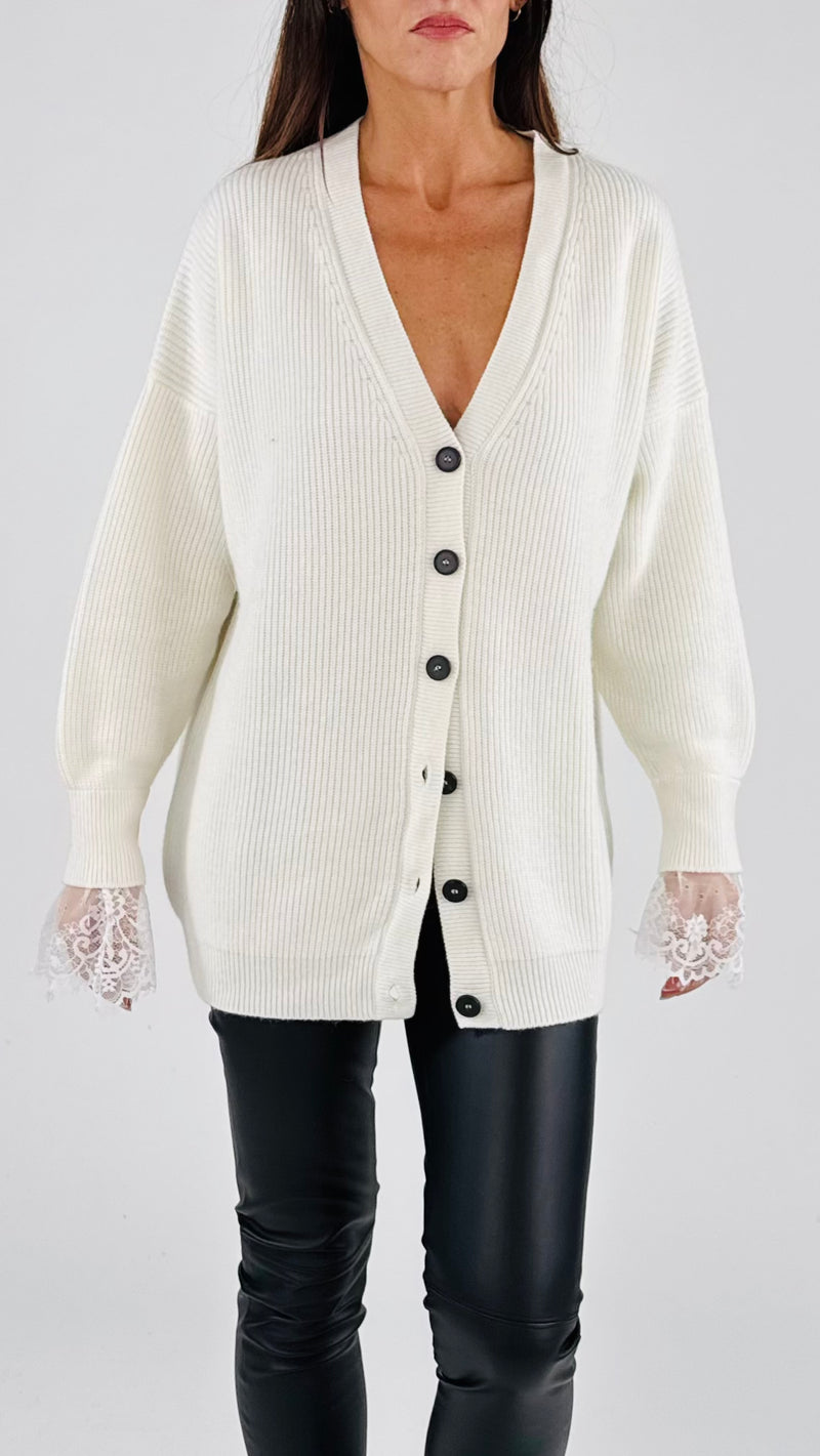 Cardigan costa inglese polso pizzo Vic.