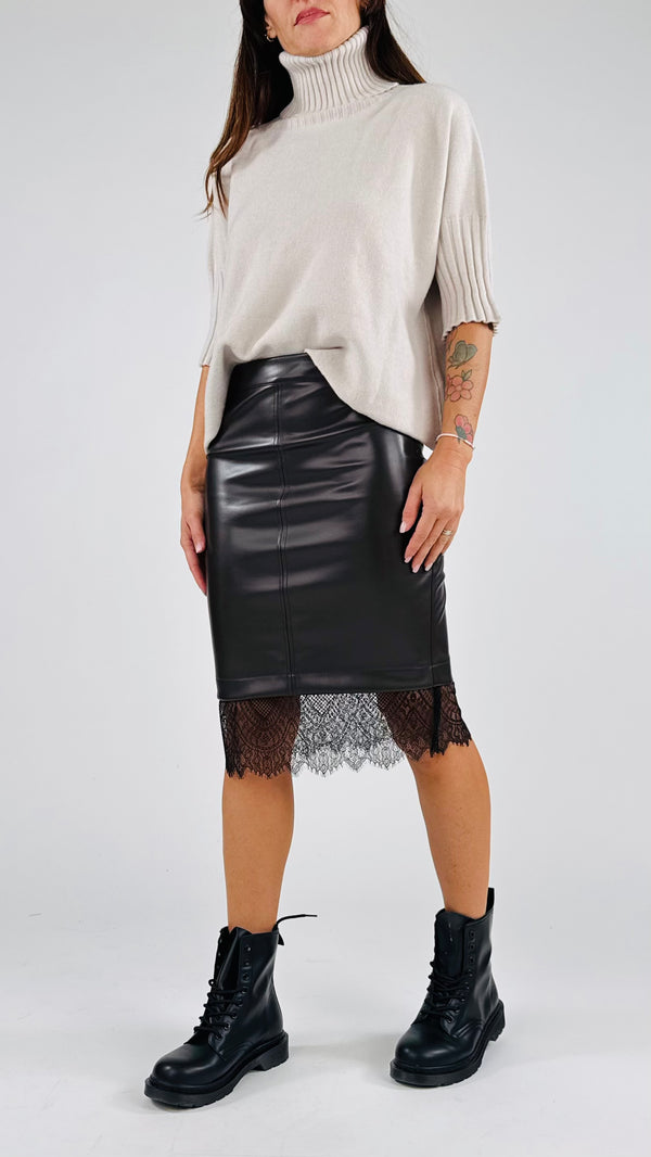 Longuette ecopelle+pizzo T.