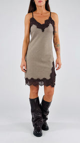 Abito sottoveste p.de poule+pizzo H.